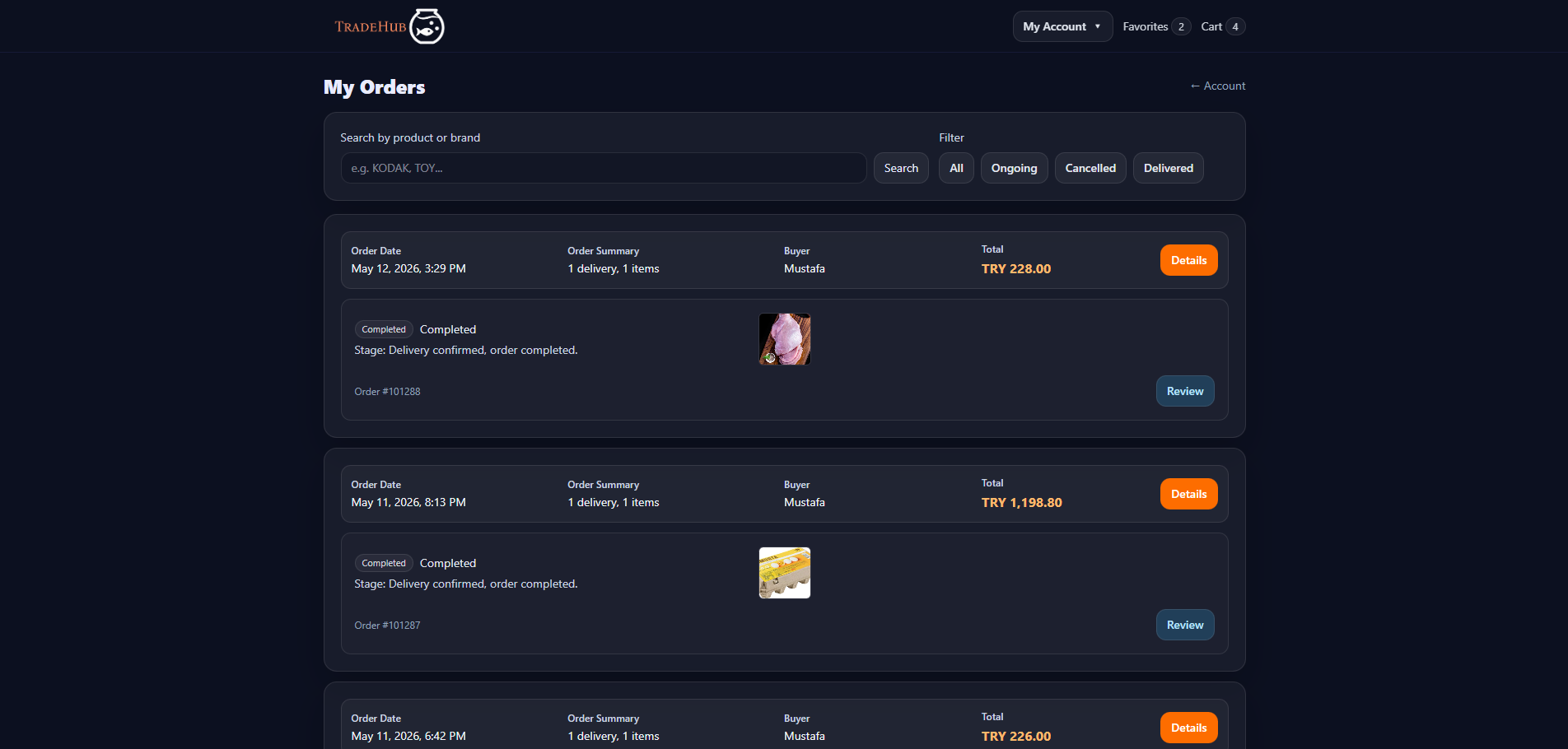 TradeHub web
